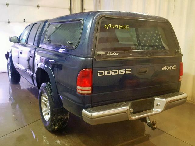 1B7HG2AN31S320567 - 2001 DODGE DAKOTA QUA BLUE photo 3