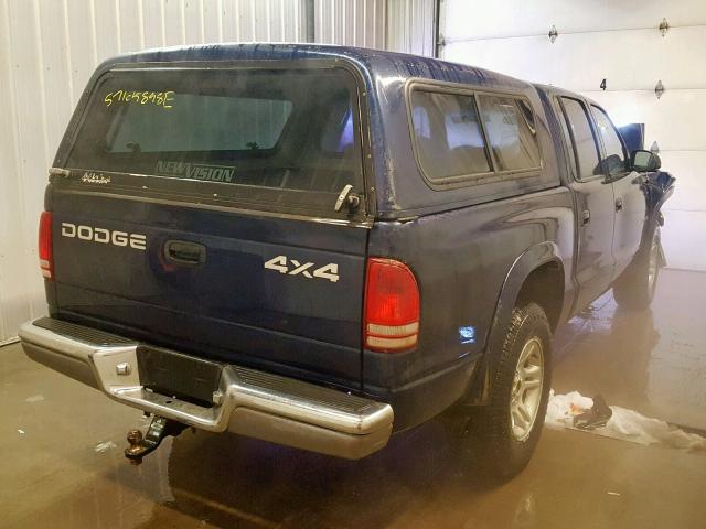 1B7HG2AN31S320567 - 2001 DODGE DAKOTA QUA BLUE photo 4