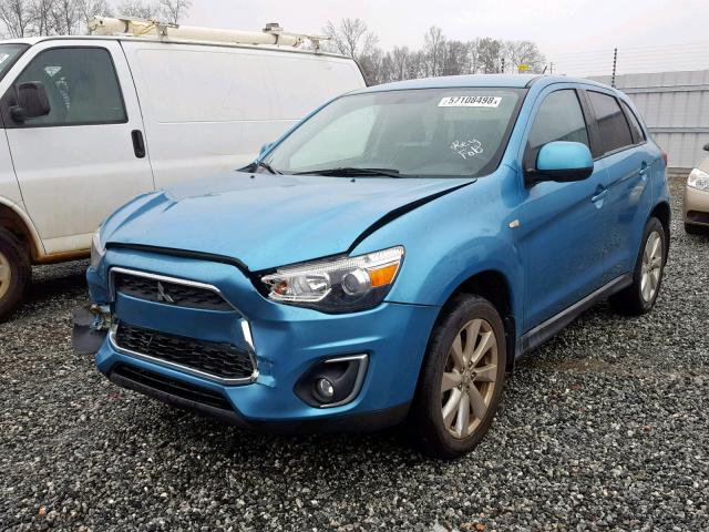 4A4AP3AU3EE028803 - 2014 MITSUBISHI OUTLANDER BLUE photo 2