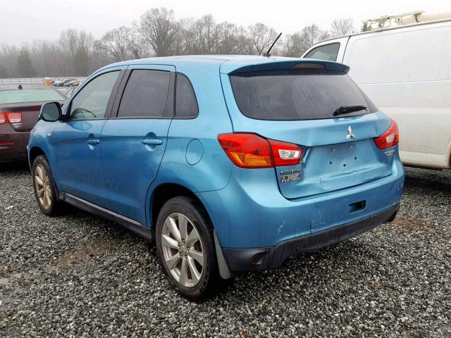 4A4AP3AU3EE028803 - 2014 MITSUBISHI OUTLANDER BLUE photo 3