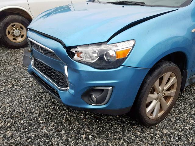 4A4AP3AU3EE028803 - 2014 MITSUBISHI OUTLANDER BLUE photo 9