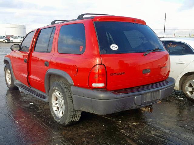 1D4HR38NX3F615511 - 2003 DODGE DURANGO SP RED photo 3