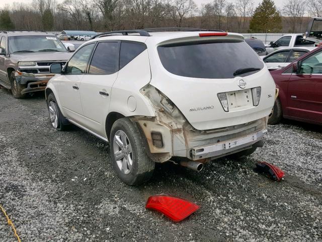 JN8AZ08T36W409807 - 2006 NISSAN MURANO SL WHITE photo 3