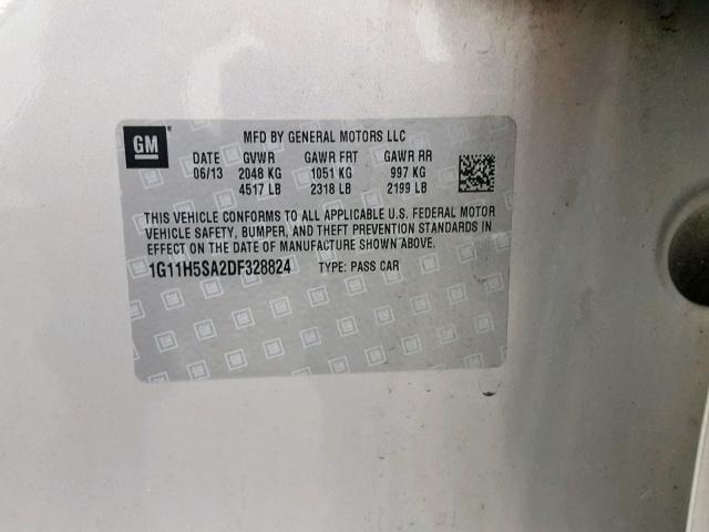 1G11H5SA2DF328824 - 2013 CHEVROLET MALIBU LTZ 银色 照片 10