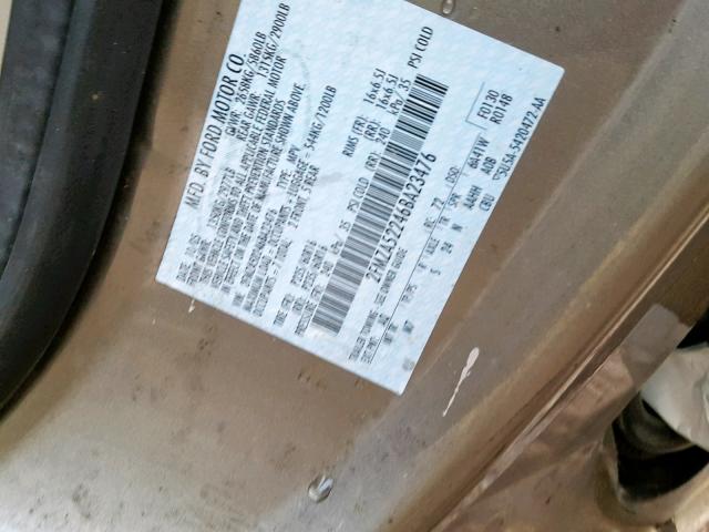 2FMZA52246BA23476 - 2006 FORD FREESTAR S GOLD photo 10