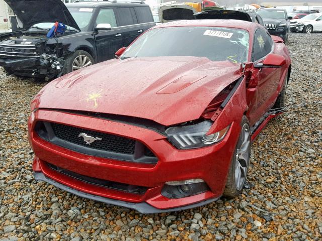 1FA6P8CF2F5429131 - 2015 FORD MUSTANG GT RED photo 2