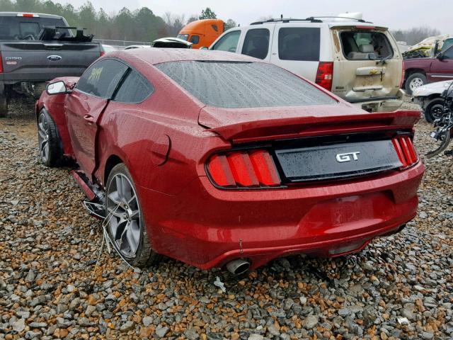 1FA6P8CF2F5429131 - 2015 FORD MUSTANG GT RED photo 3