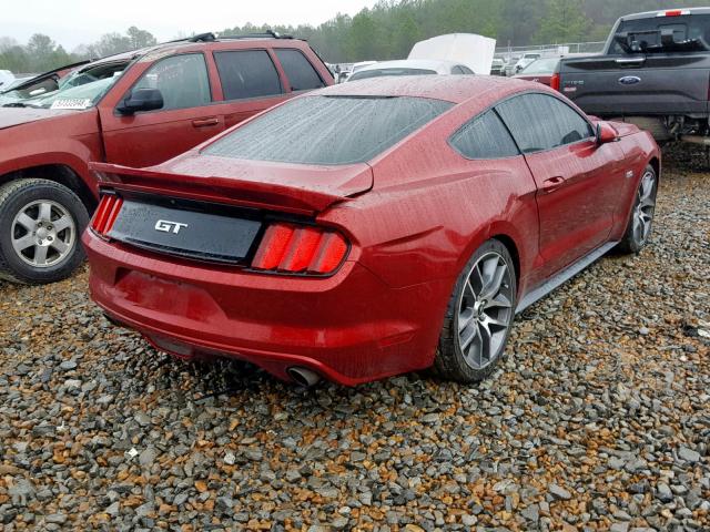 1FA6P8CF2F5429131 - 2015 FORD MUSTANG GT RED photo 4