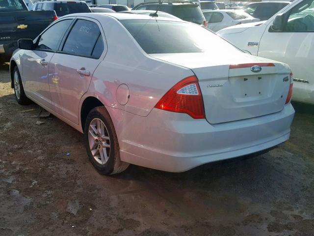 3FAHP0GAXBR268527 - 2011 FORD FUSION S WHITE photo 3