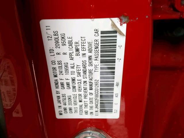 JH4CU2F88CC012652 - 2012 ACURA TSX SE RED photo 10