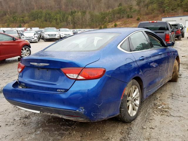 1C3CCCAB0FN751086 - 2015 CHRYSLER 200 LIMITE BLUE photo 4