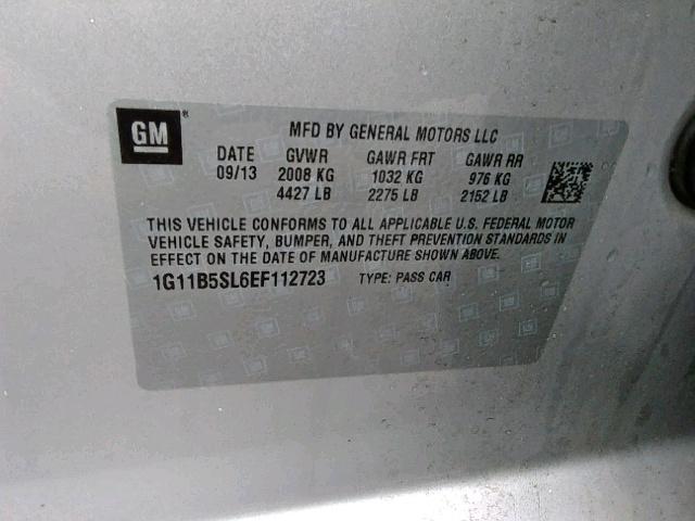 1G11B5SL6EF112723 - 2014 CHEVROLET MALIBU LS SILVER photo 10