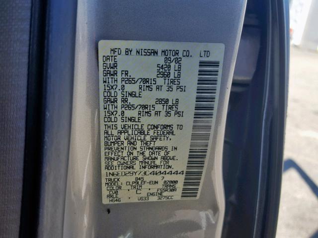 1N6ED29Y73C404444 - 2003 NISSAN FRONTIER C TAN photo 10