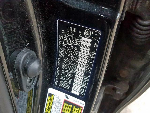 2T1BURHEXFC252273 - 2015 TOYOTA COROLLA L BLACK photo 10