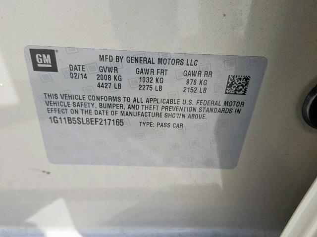 1G11B5SL8EF217165 - 2014 CHEVROLET MALIBU LS GOLD photo 10