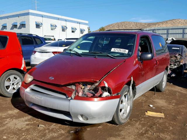 4N2ZN16T21D824122 - 2001 NISSAN QUEST SE RED photo 2
