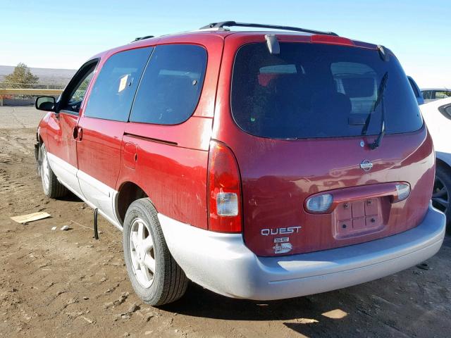 4N2ZN16T21D824122 - 2001 NISSAN QUEST SE RED photo 3