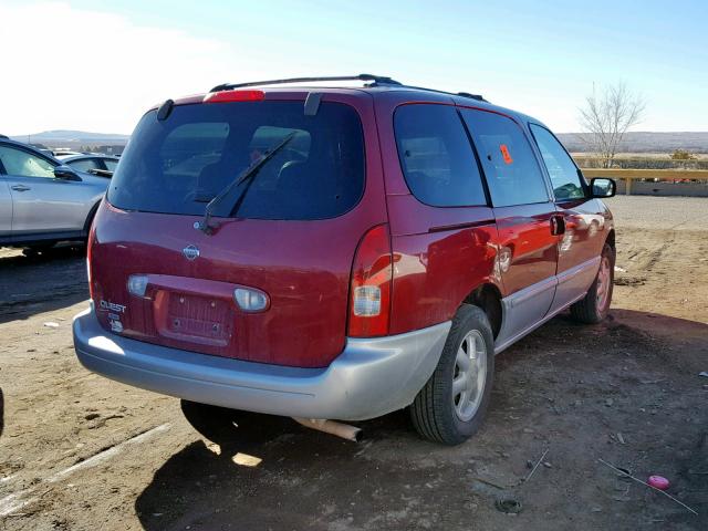 4N2ZN16T21D824122 - 2001 NISSAN QUEST SE RED photo 4