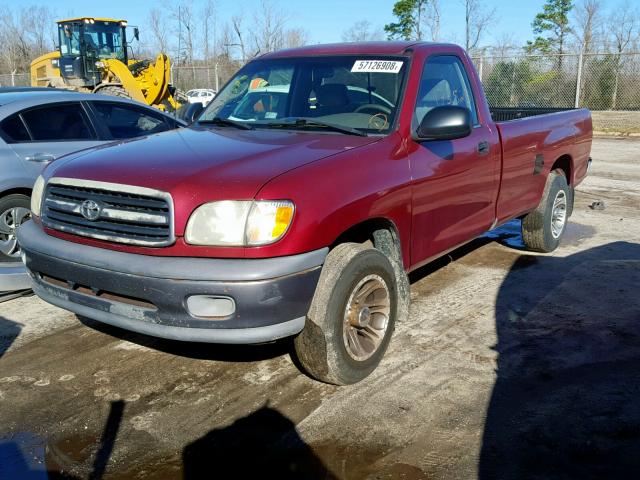 5TBJN32152S220479 - 2002 TOYOTA TUNDRA RED photo 2