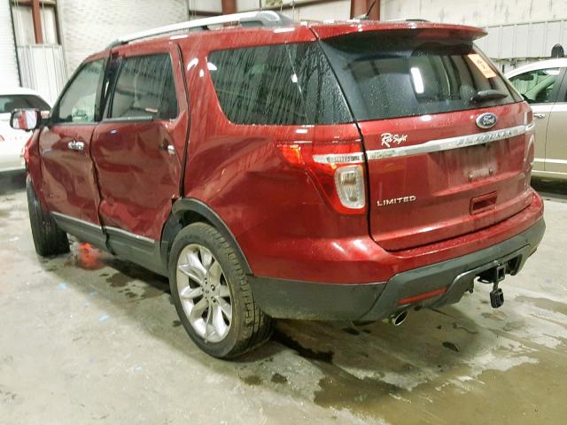 1FM5K8F86EGA99865 - 2014 FORD EXPLORER L RED photo 3