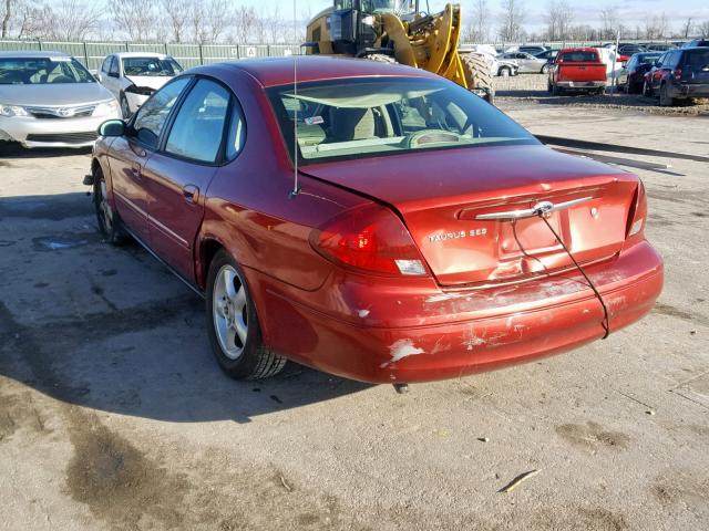 1FAFP55U1YA247151 - 2000 FORD TAURUS SES BURGUNDY photo 3