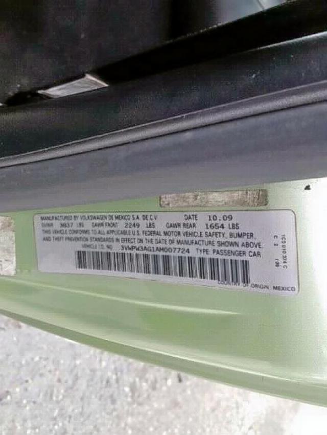 3VWPW3AG1AM007724 - 2010 VOLKSWAGEN NEW BEETLE Yaşıl foto 10