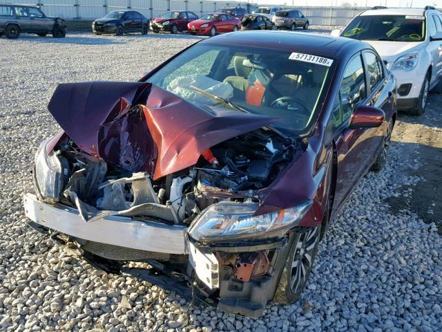 19XFB2F97EE043822 - 2014 HONDA CIVIC EXL MAROON photo 2