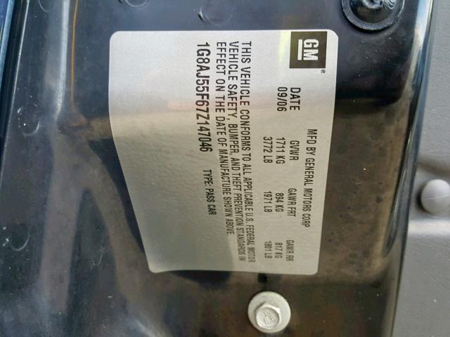 1G8AJ55F67Z147046 - 2007 SATURN ION LEVEL BLUE photo 10