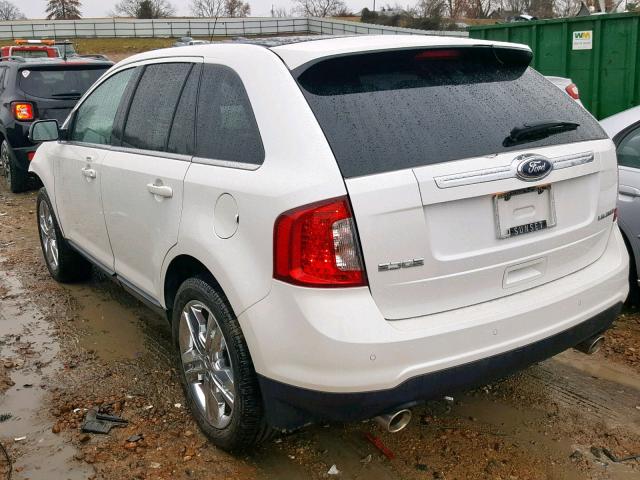 2FMDK3KC7DBC92525 - 2013 FORD EDGE LIMIT WHITE photo 3