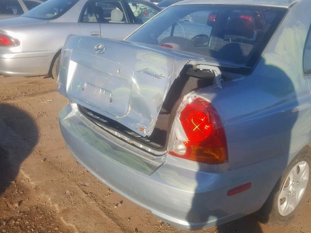 KMHCG45C15U653757 - 2005 HYUNDAI ACCENT GL BLUE photo 9