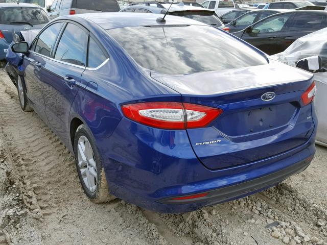 3FA6P0H70GR278792 - 2016 FORD FUSION SE BLUE photo 3