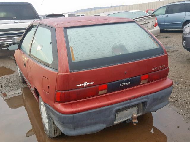 2C1MR2468P6718976 - 1993 GEO METRO RED photo 3