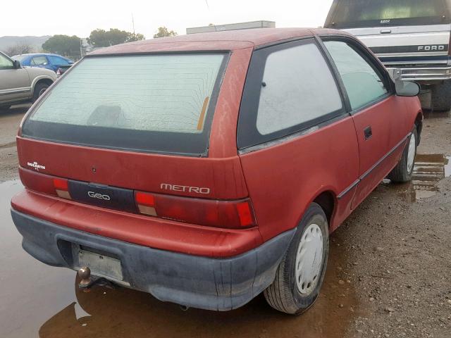 2C1MR2468P6718976 - 1993 GEO METRO RED photo 4