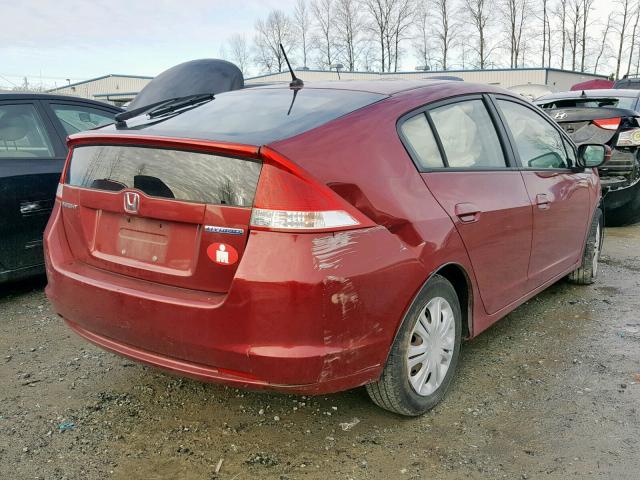 JHMZE2H5XAS006400 - 2010 HONDA INSIGHT LX RED photo 4