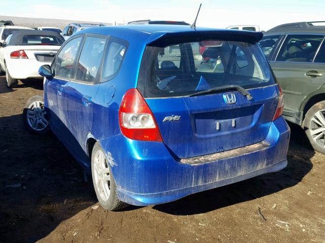 JHMGD37687S032156 - 2007 HONDA FIT S 蓝色 照片 3