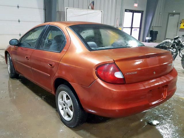 1B3ES46C01D238371 - 2001 DODGE NEON SE ORANGE photo 3