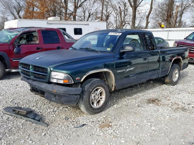 1B7GL22XXXS163068 - 1999 DODGE DAKOTA GREEN photo 2