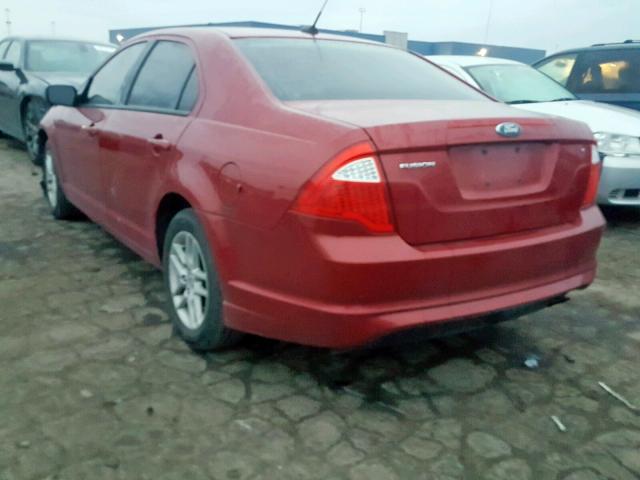 3FAHP0GAXAR216619 - 2010 FORD FUSION S RED photo 3