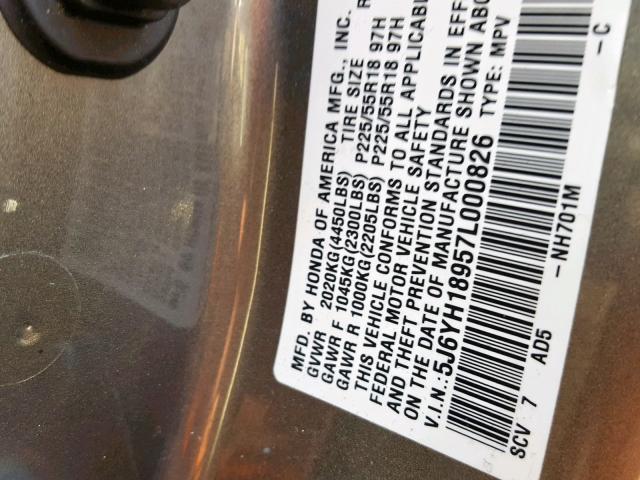 5J6YH18957L000826 - 2007 HONDA ELEMENT SC GRAY photo 10