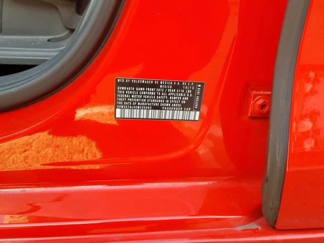3VW2K7AJ4EM235053 - 2014 VOLKSWAGEN JETTA BASE RED photo 10