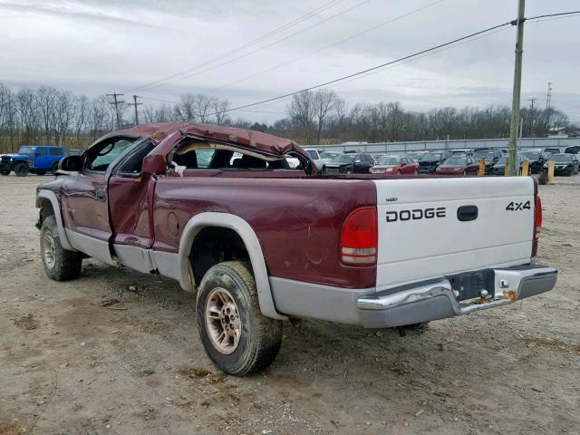 1B7GG22N0YS618398 - 2000 DODGE DAKOTA MAROON photo 3