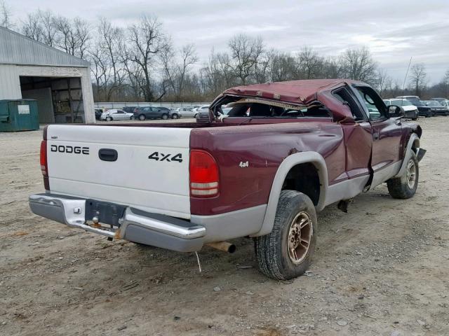 1B7GG22N0YS618398 - 2000 DODGE DAKOTA MAROON photo 4