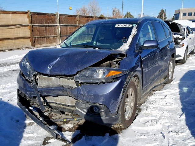 2HKRM4H78DH637103 - 2013 HONDA CR-V EXL BLUE photo 2