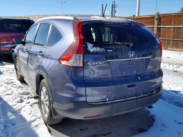 2HKRM4H78DH637103 - 2013 HONDA CR-V EXL BLUE photo 3