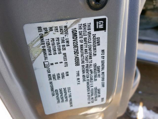 1GMDV23E75D145568 - 2005 PONTIAC MONTANA SILVER photo 10