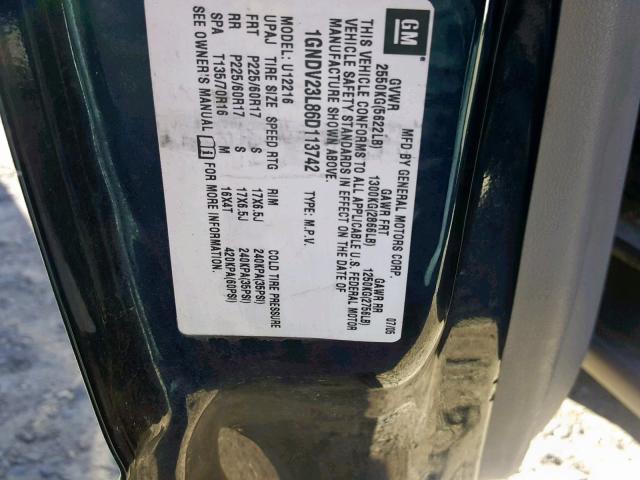 1GNDV23L86D113742 - 2006 CHEVROLET UPLANDER L BLUE photo 10