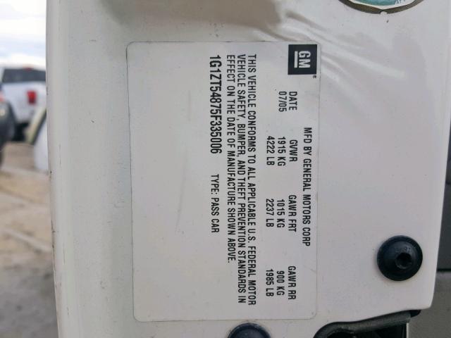 1G1ZT54875F335006 - 2005 CHEVROLET MALIBU LS Ağ foto 10