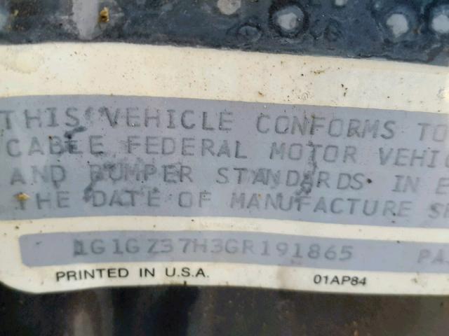 1G1GZ37H3GR191865 - 1986 CHEVROLET MONTE CARL GRAY photo 10