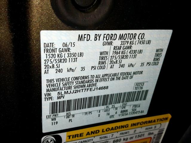 5LMJJ2HT7FEJ14688 - 2015 LINCOLN NAVIGATOR GOLD photo 10