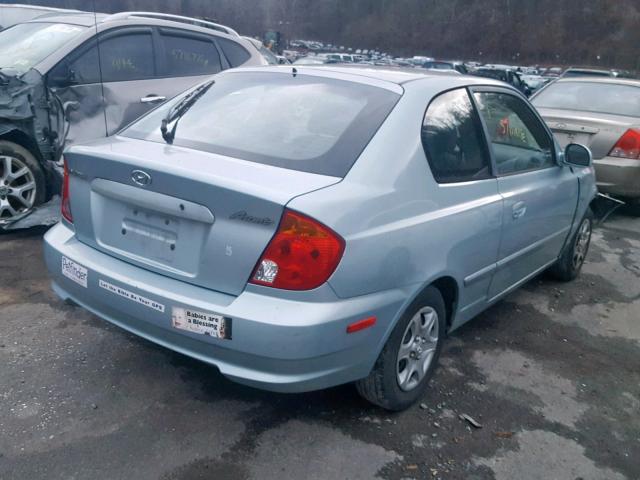 KMHCG35C14U301822 - 2004 HYUNDAI ACCENT GL BLUE photo 4